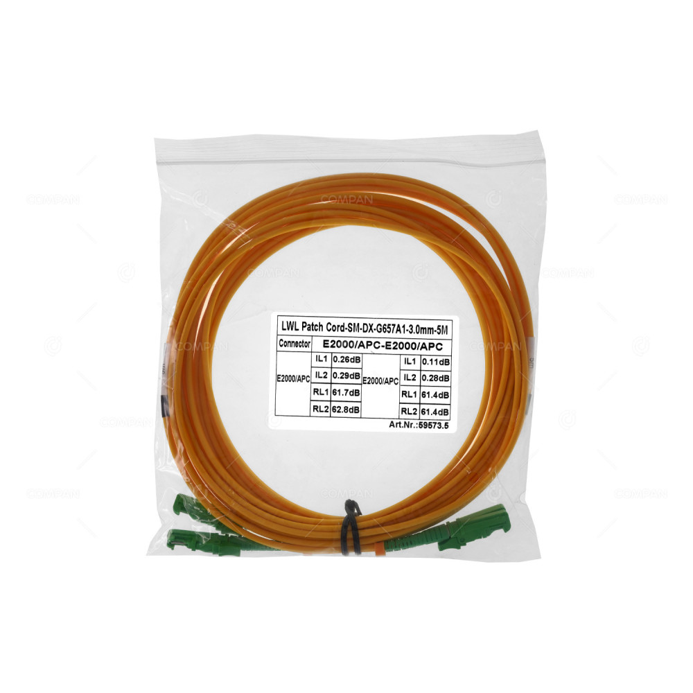 59573.5  FIBER OPTIC PATCHCORD E2000/APC-E2000/APC SM DX 9/125 3.0MM 5M YELLOW