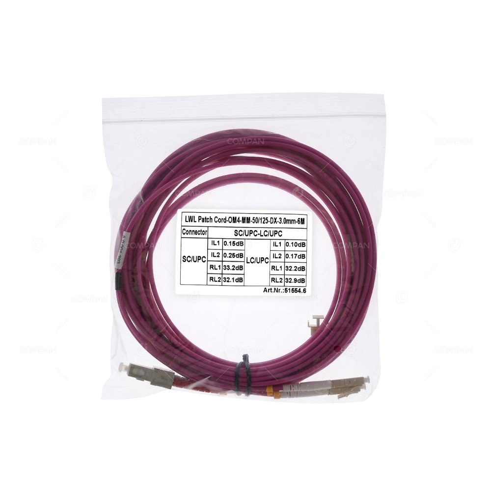 51554.6  FIBER OPTIC PATCH CORD MM OM4 50/125 SC/UPC-LC/UPC 6M