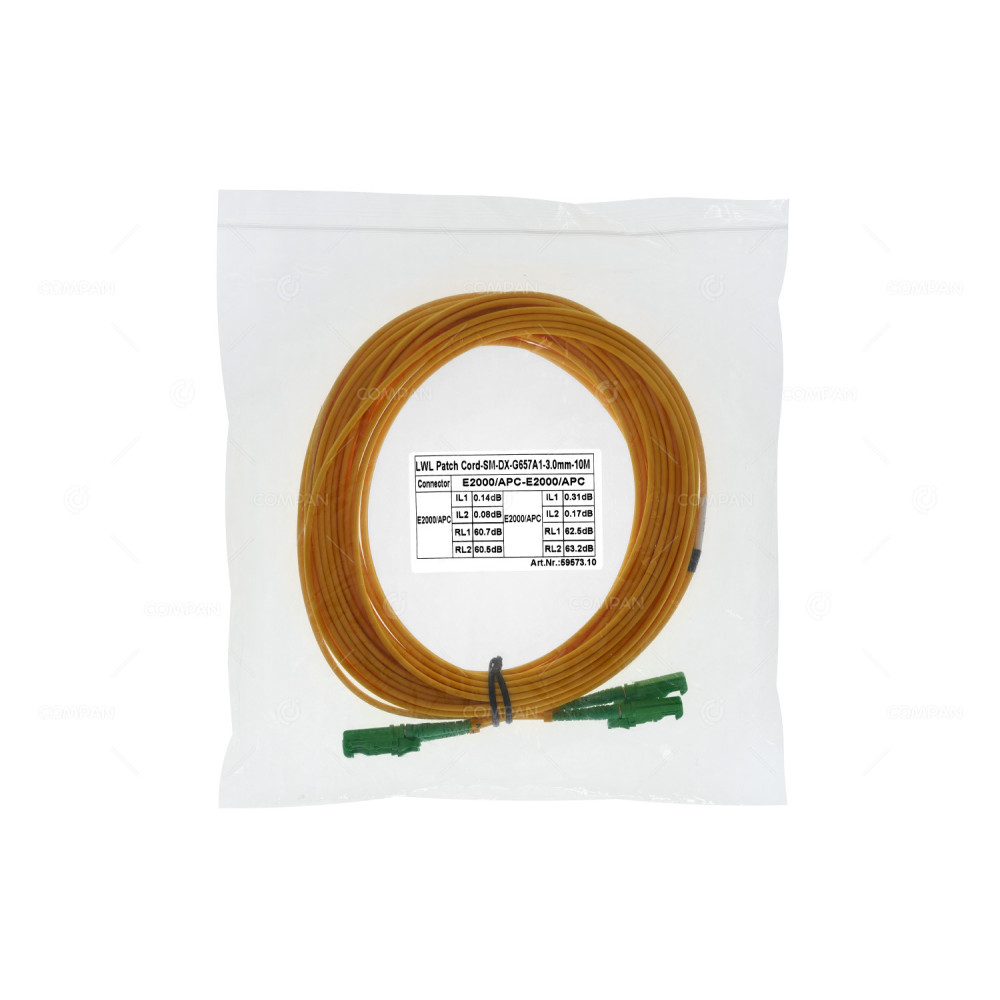 59573.10 3MM  FIBER OPTIC PATCH CORD E2000/APC- E2000/APC SM DX 9/125 3.0MM 10M YELLOW