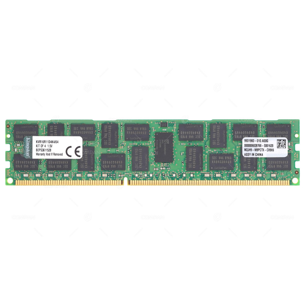 KVR16R11D4K4-64  KINGSTON DDR3 SDRAM 16GB PC3-12800 1600MHZ RDIMM CL11