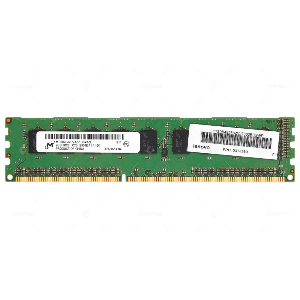 03T8260  LENOVO DDR3 SDRAM 2GB 1RX8 PC3-12800 1600MHZ UDIMM CL11