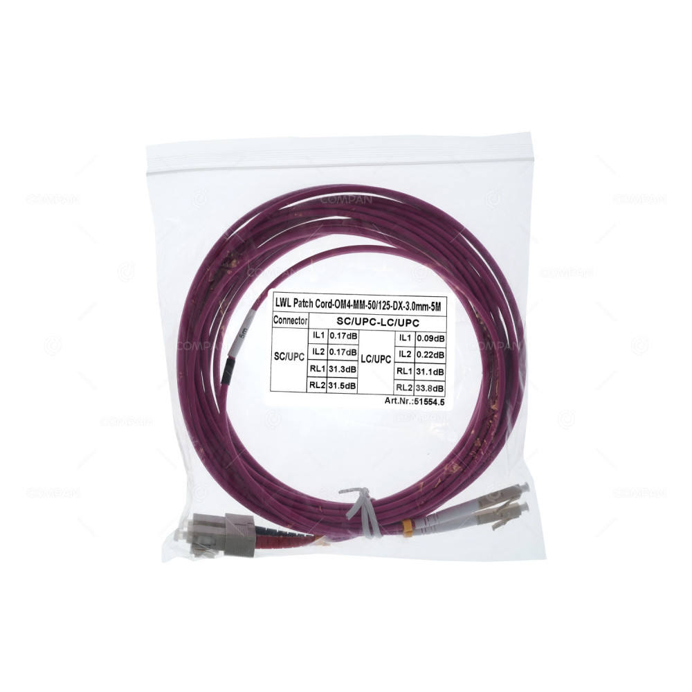 51554.5  FIBER OPTIC PATCH CORD MM OM4 50/125 SC/UPC-LC/UPC 3.00MM  5M