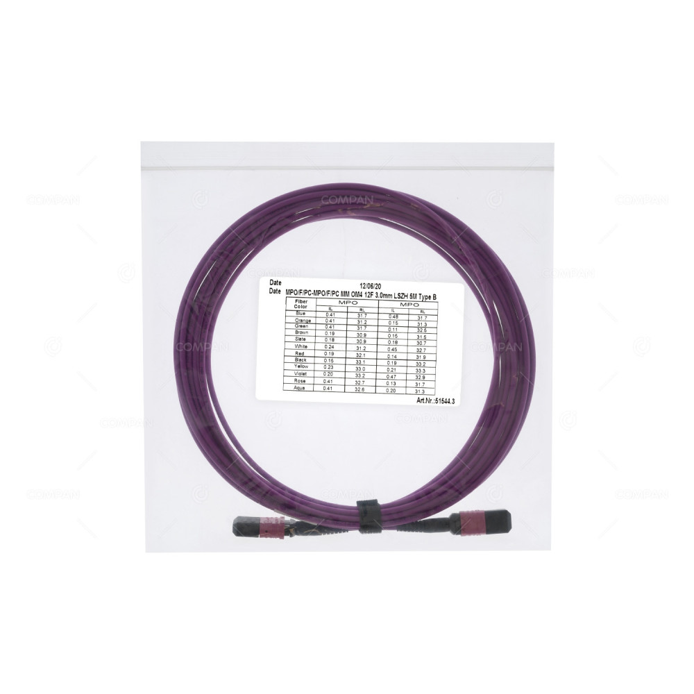 51544.3 5M  FIBER OPTIC PATCH CORD MM OM4 50/125 MPO/F/PC-MPO/F/PC 3.00MM 5M