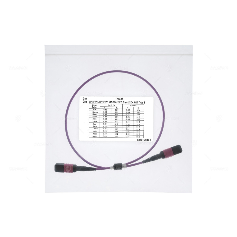 51544.3 0.5M  FIBER OPTIC PATCH CORD MM OM4 50/125 MPO/F/PC-MPO/F/PC 3.00MM 0.5M