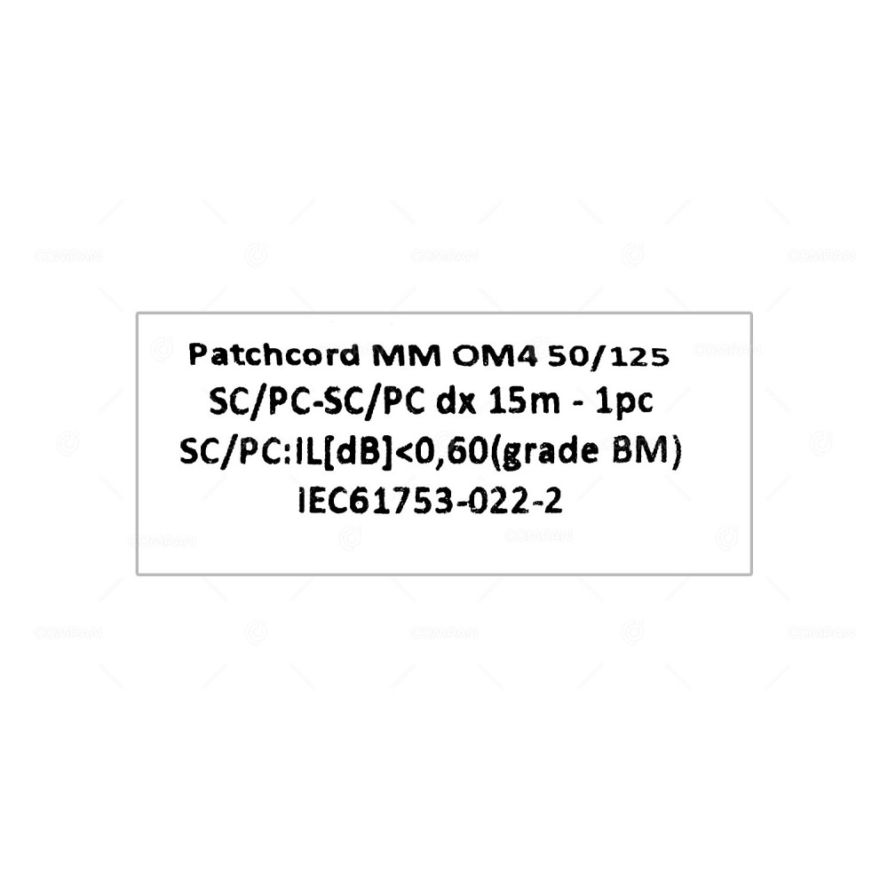 IEC61753-022-2 15M SC-PC  FIBER OPTIC PATCH CORD MM OM4 SC/PC-SC/PC 15M
