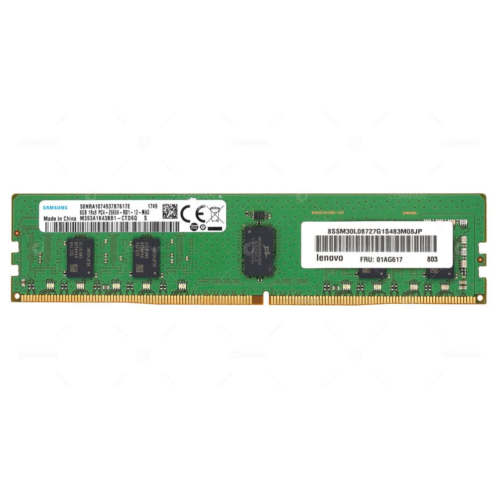 01AG617  LENOVO DDR4 SDRAM 8GB 1RX8 PC4-21300 2666MHZ RDIMM CL19