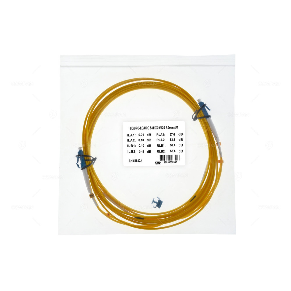 51940.4 2MM  FIBER OPTIC PATCH CORD LC/UPC-LC/UPC SM DX 9/125 2.00MM 4M YELLOW