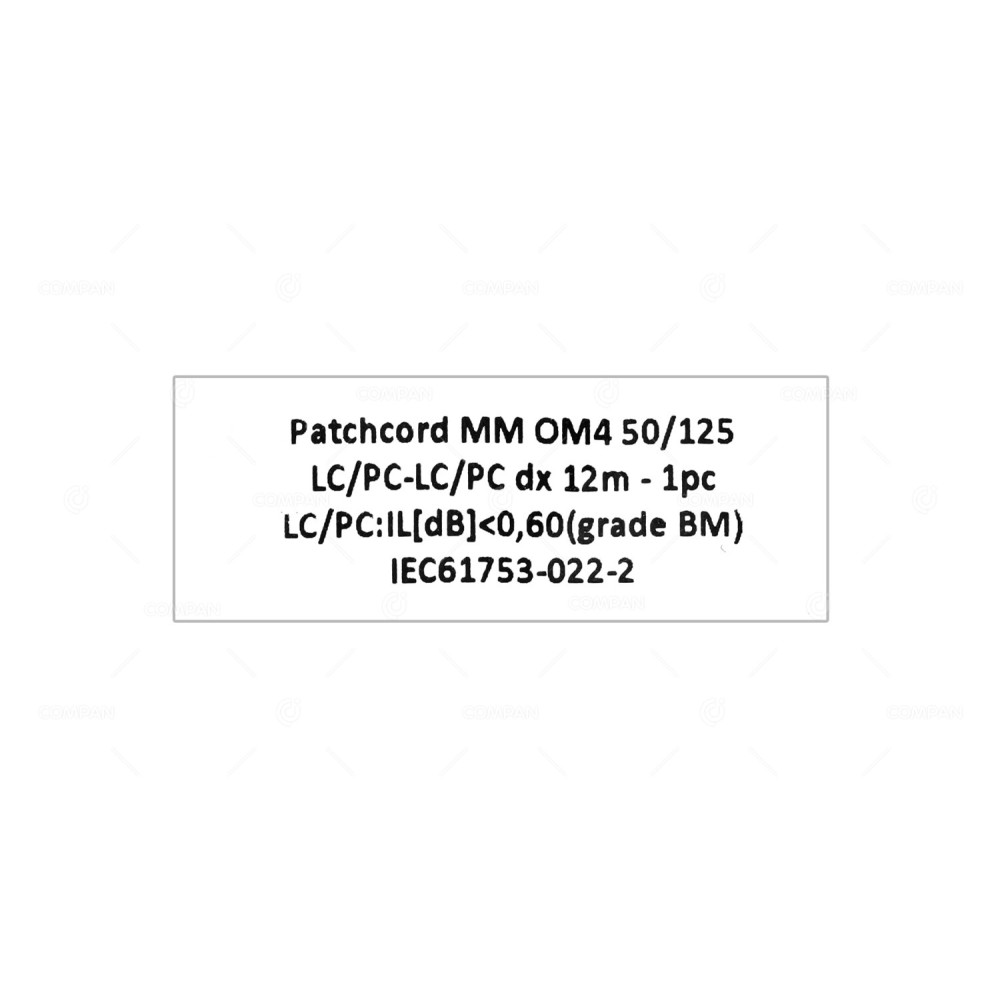 IEC61753-022-2 12M LC-PC  FIBER OPTIC PATCH CORD MM OM4 50/125 LC/PC-LC/PC 12M
