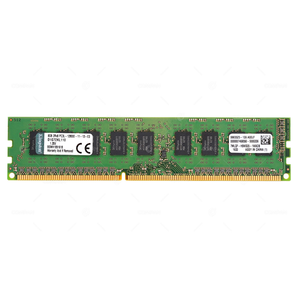 D1G72K110  KINGSTON DDR3 SDRAM 8GB 2RX8 PC3L-12800 1600MHZ UDIMM CL11
