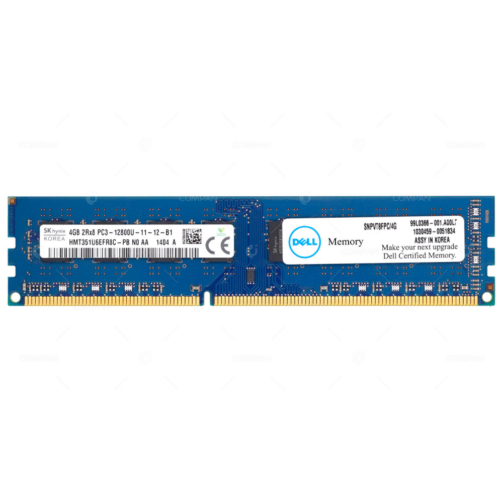 SNPVT8FPC-4G  DELL DDR3 SDRAM 4GB 2RX8 PC3-12800 1600MHZ UDIMM CL11