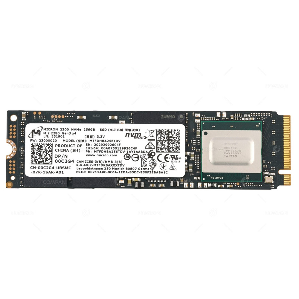 0C2G4 MICRON SSD 256GB NVME M.2 2280 PCIE 3.0 X4