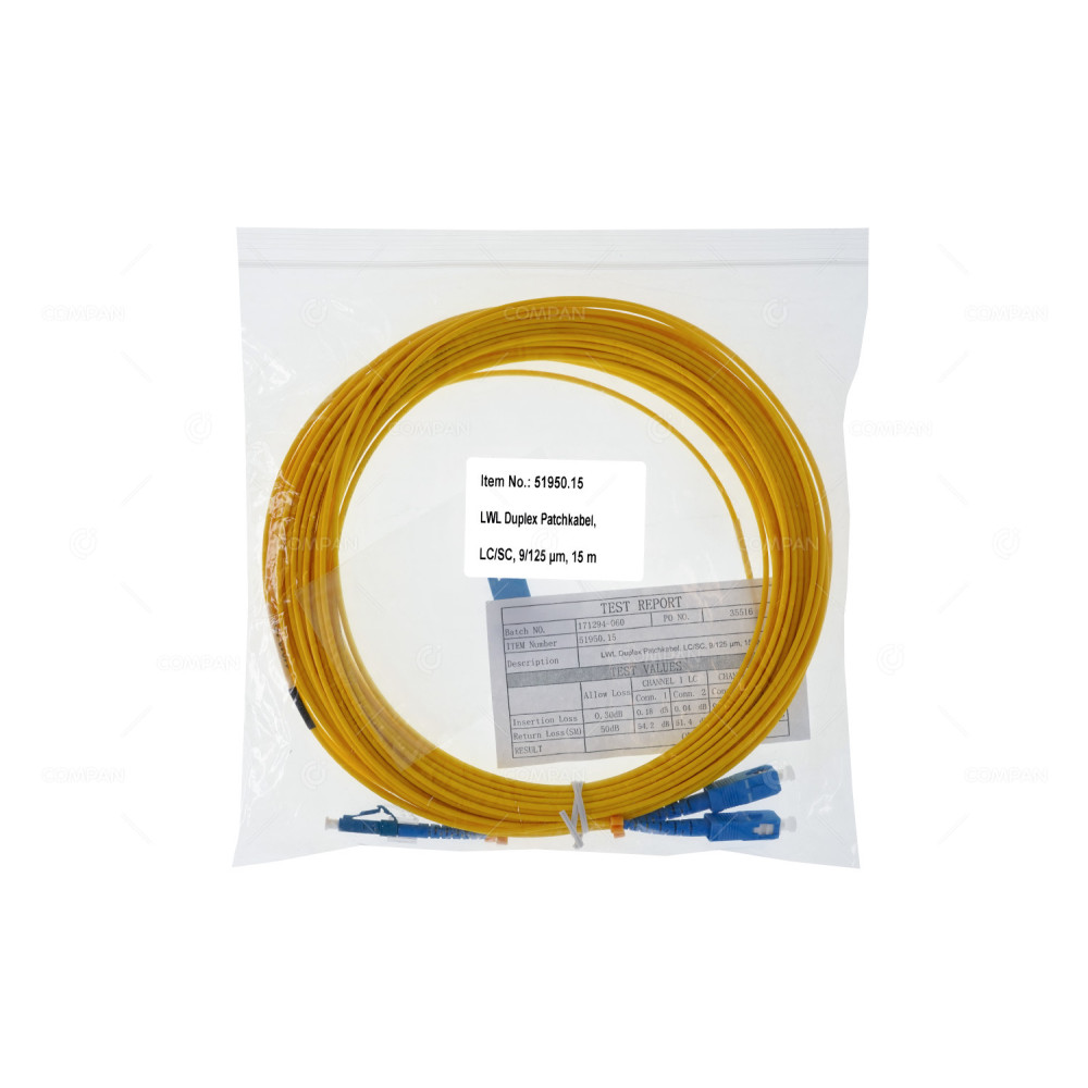 51950.15  FIBER OPTIC PATCH CORD LC/SC 15M YELLOW