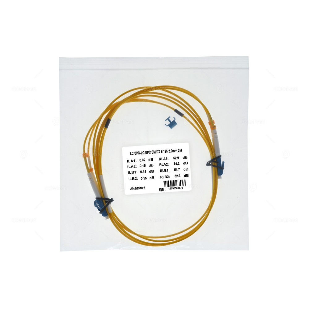 51940.2 2MM  FIBER OPTIC PATCH CORD LC/UPC-LC/UPC SM DX 9/125 2.0MM 2M YELLOW