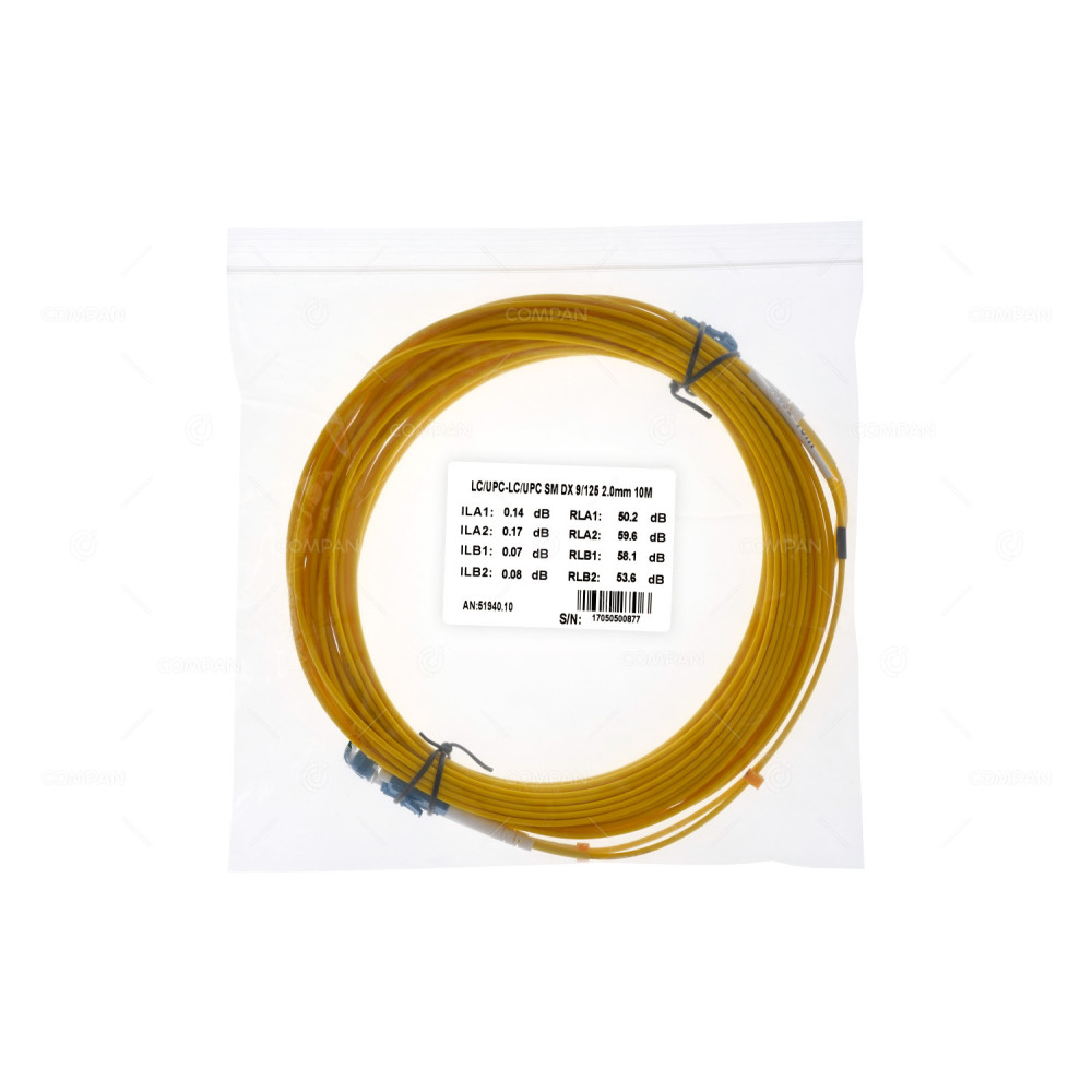 51940.10 2MM  FIBER OPTIC PATCH CORD LC/UPC-LC/UPC SM DX 9/125 2.0MM 10M YELLOW