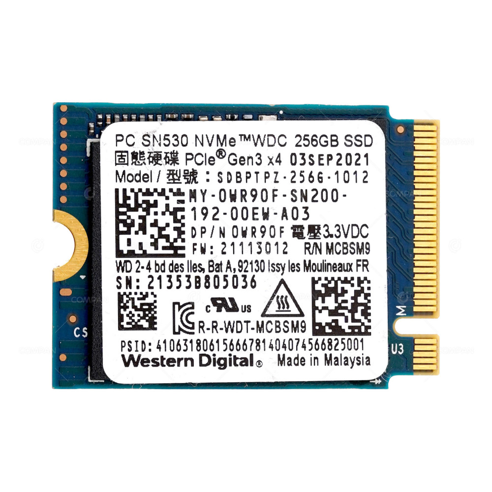 WR90F  DELL NVME 256GB PCIE 3.0 x4 M.2 2230