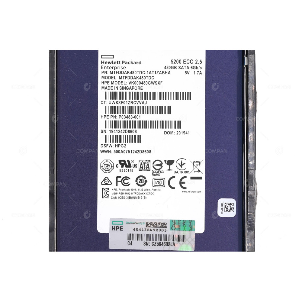P05312-001  HP SSD 480GB SATA 6G 2.5" SFF FOR HPE PROLIANT G10