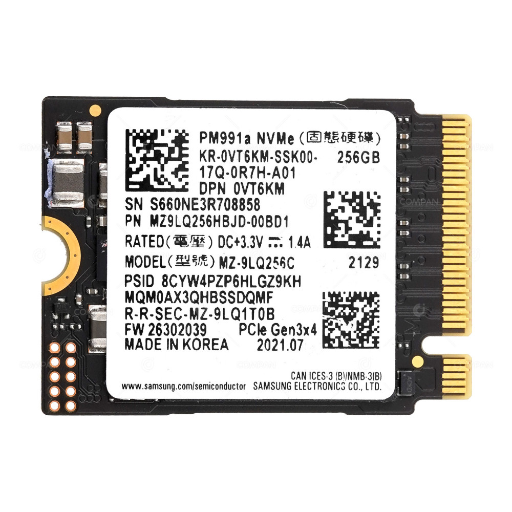 VT6KM  DELL NVME SSD 256GB PCIE 3.0 X4 M.2 2230