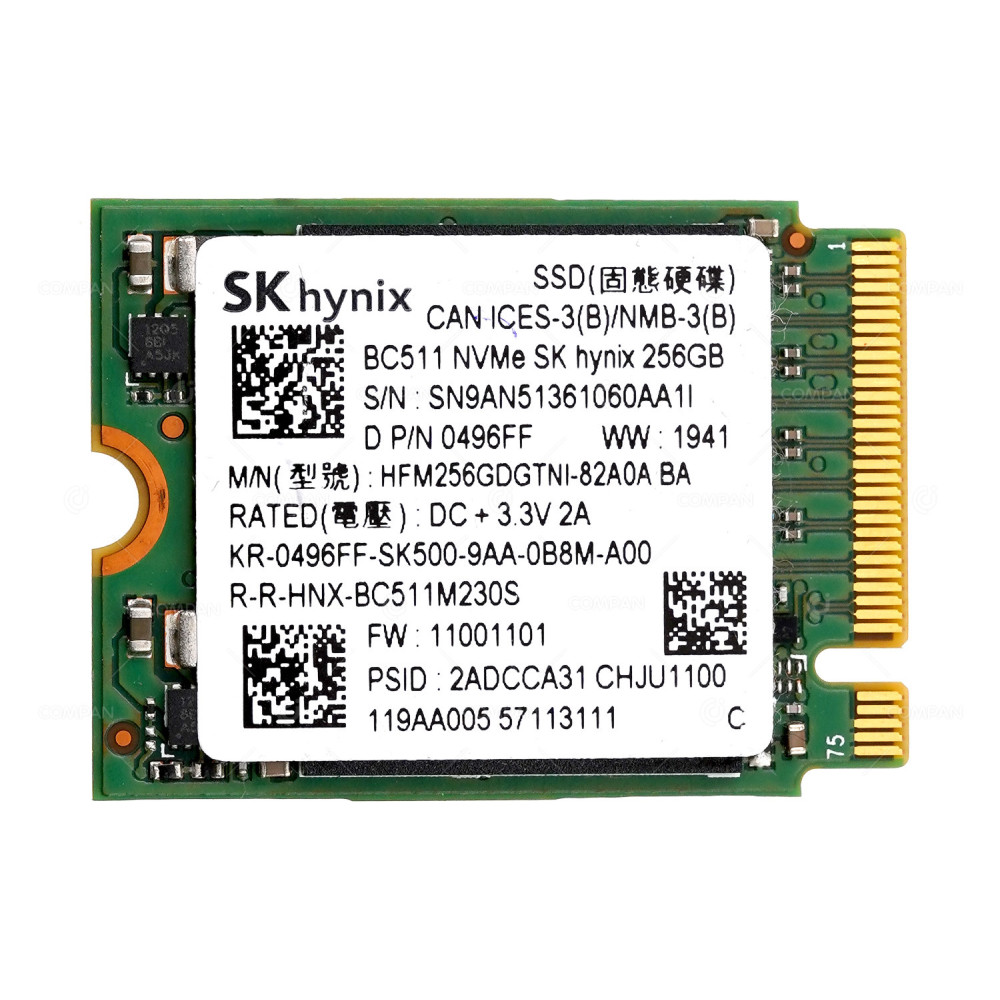 496FF  DELL NVME SSD 256GB PCIE 3.0 X4 M.2 2230