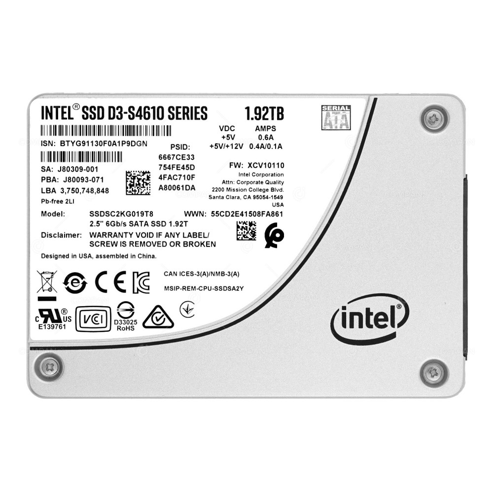 SSDSC2KG019T8 INTEL SSD 1.92TB SATA 6G 2.5" SFF