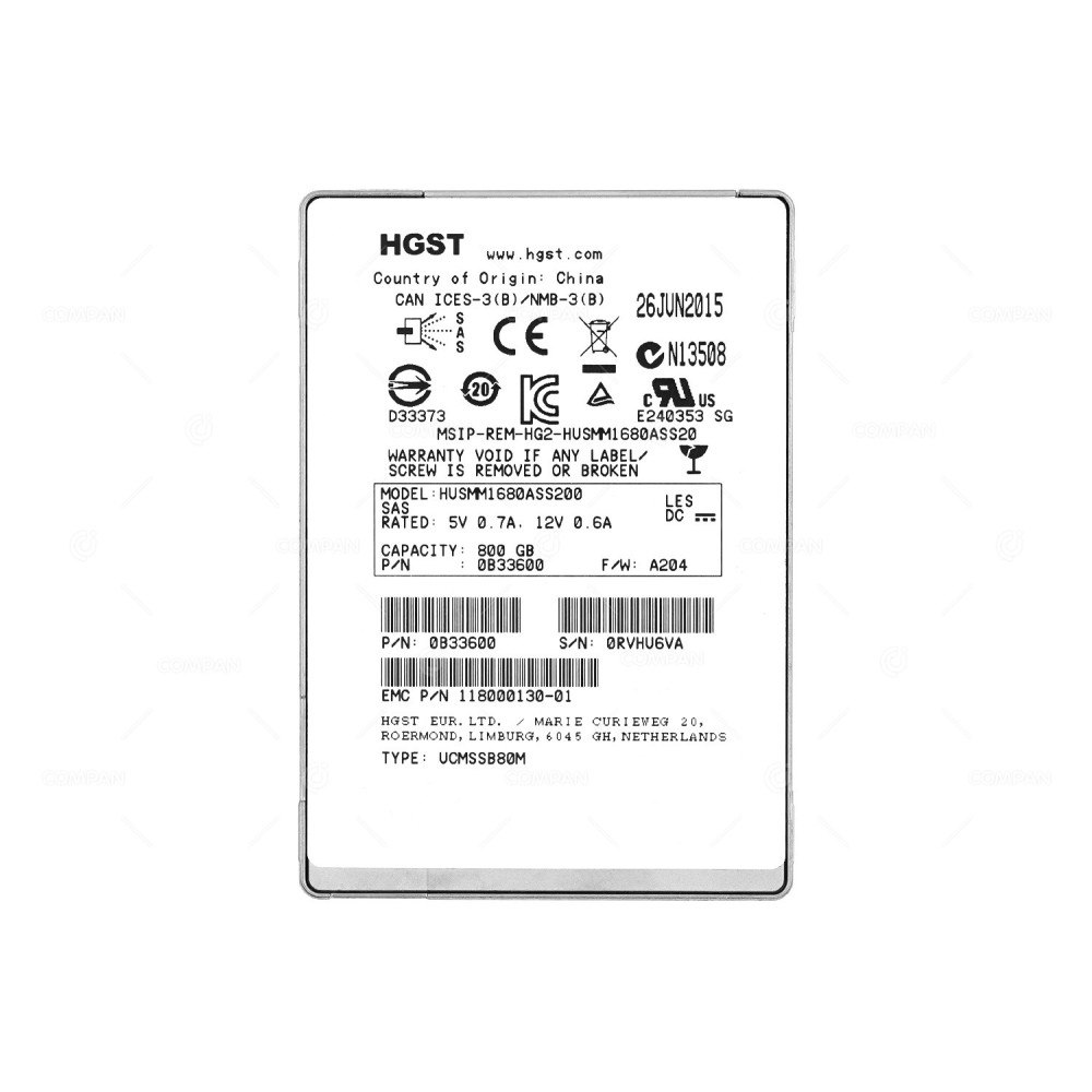 HUSMM1680ASS200  HITACHI SSD 800GB SAS 12G 2.5" SFF
