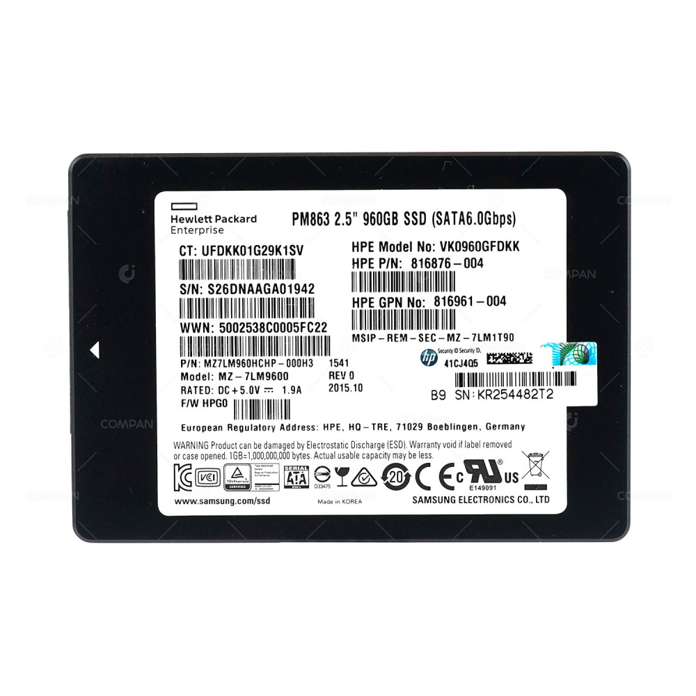 816876-004 HP SSD 960GB SATA 6G 2.5" SFF