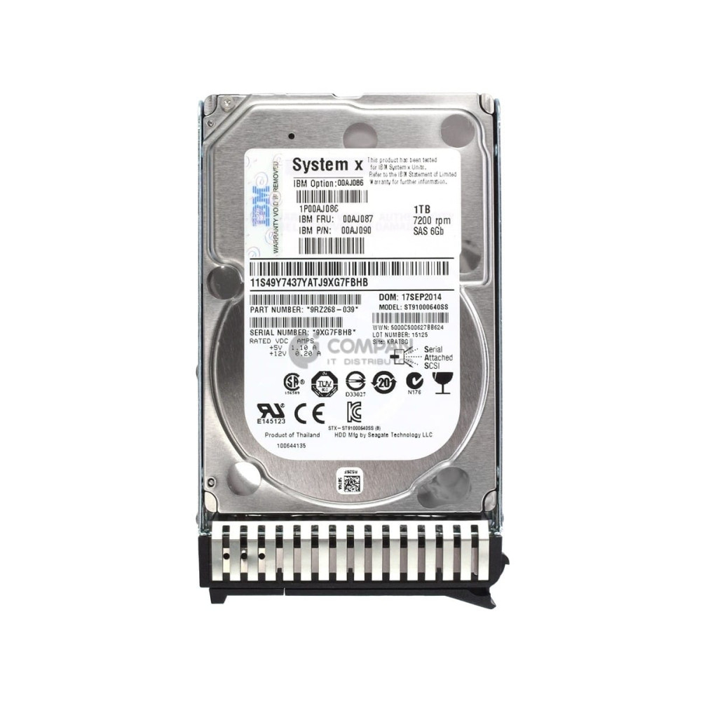 00AJ087 IBM HDD 1TB 7.2K SAS 6G 2.5" SFF HOT-SWAP