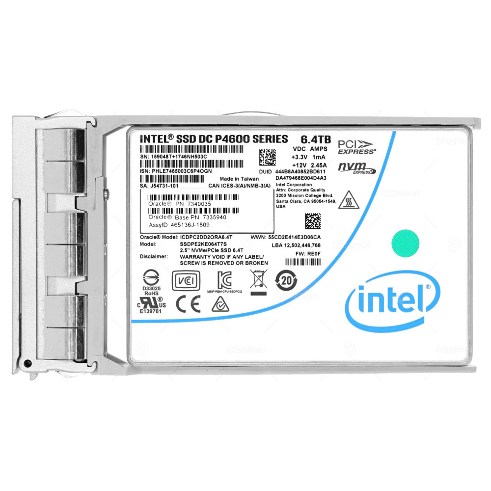 7340035 ORACLE NVME 6.4TB U.2 PCIE 3.1 X4 2.5" SFF FOR ORACLE X7-2M