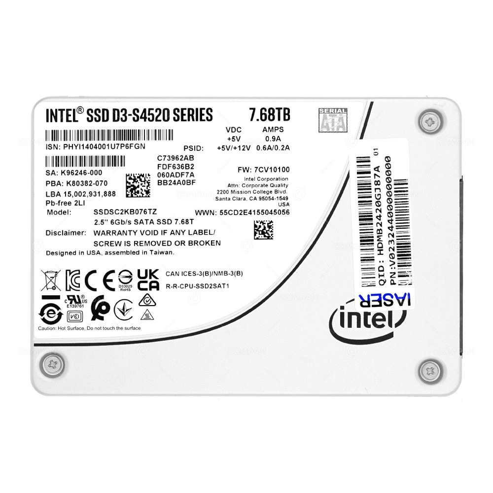 SSDSC2KB076TZ  INTEL  SSD 7.68TB SATA 6G 2.5" SFF
