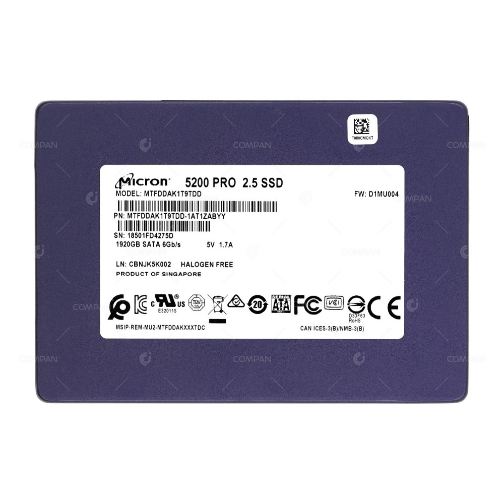 MTFDDAK1T9TDD  MICRON SSD 1.92TB SATA 6G 2.5" SFF