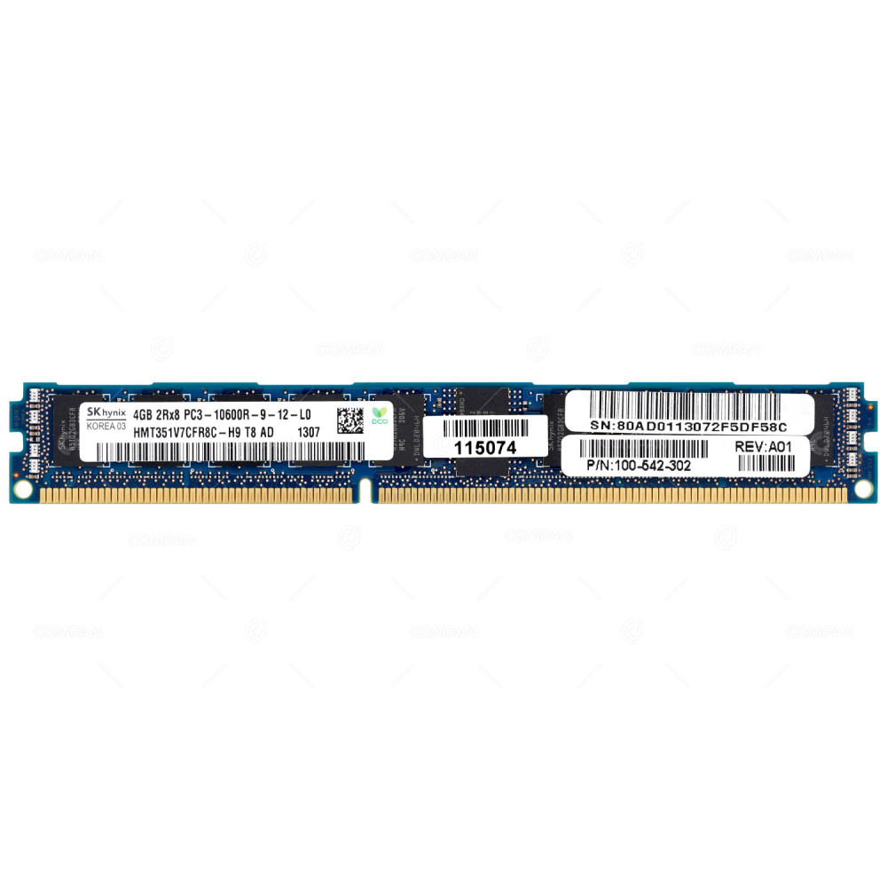 100-542-302 10600 EMC 4GB DDR3 SDRAM PC3-10600 1333MHZ RDIMM CL9 LOW PROFILE