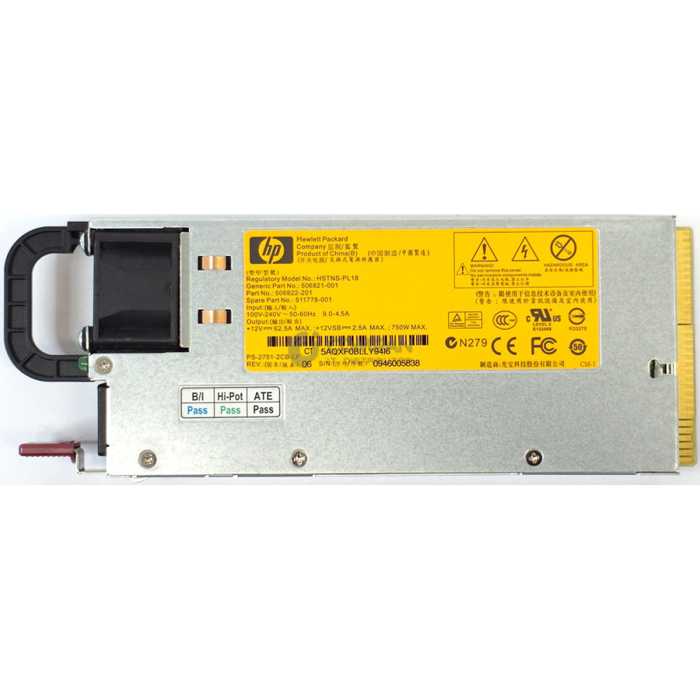 511778-001 HP 750W GOLD POWER SUPPLY FOR HP PROLIANT