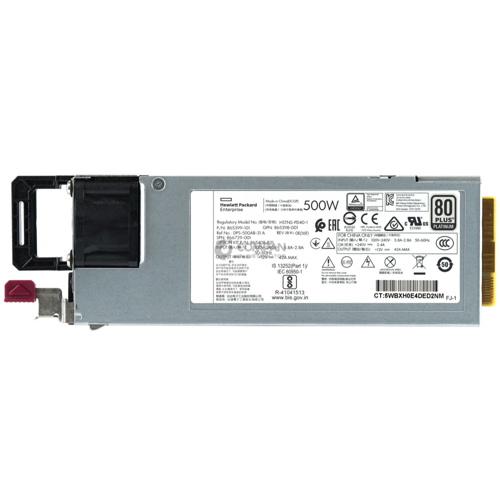 865408-B21 HPE 500W FLEX SLOT PLATINUM POWER SUPPLY FOR DL360 DL380 ML350 G10