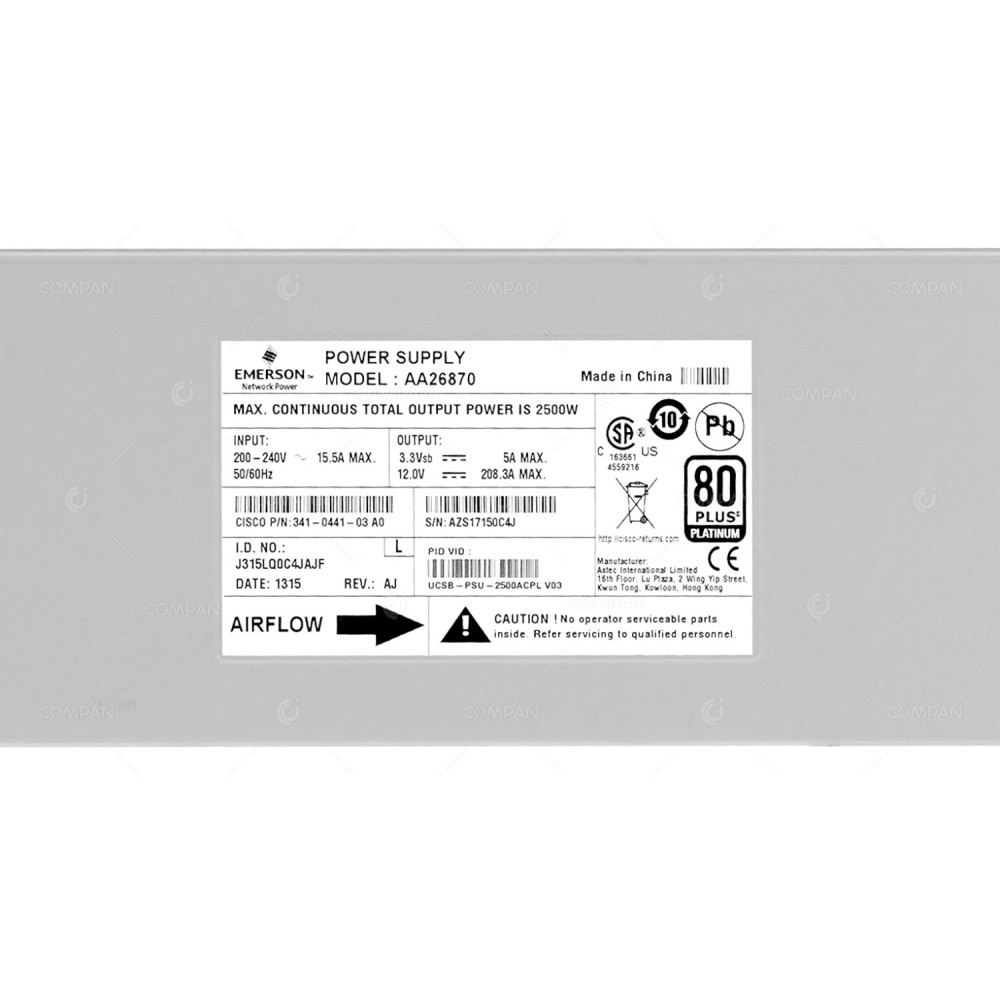 341-0441-03 CISCO 2500W POWER SUPPLY FOR CISCO UCS 5108