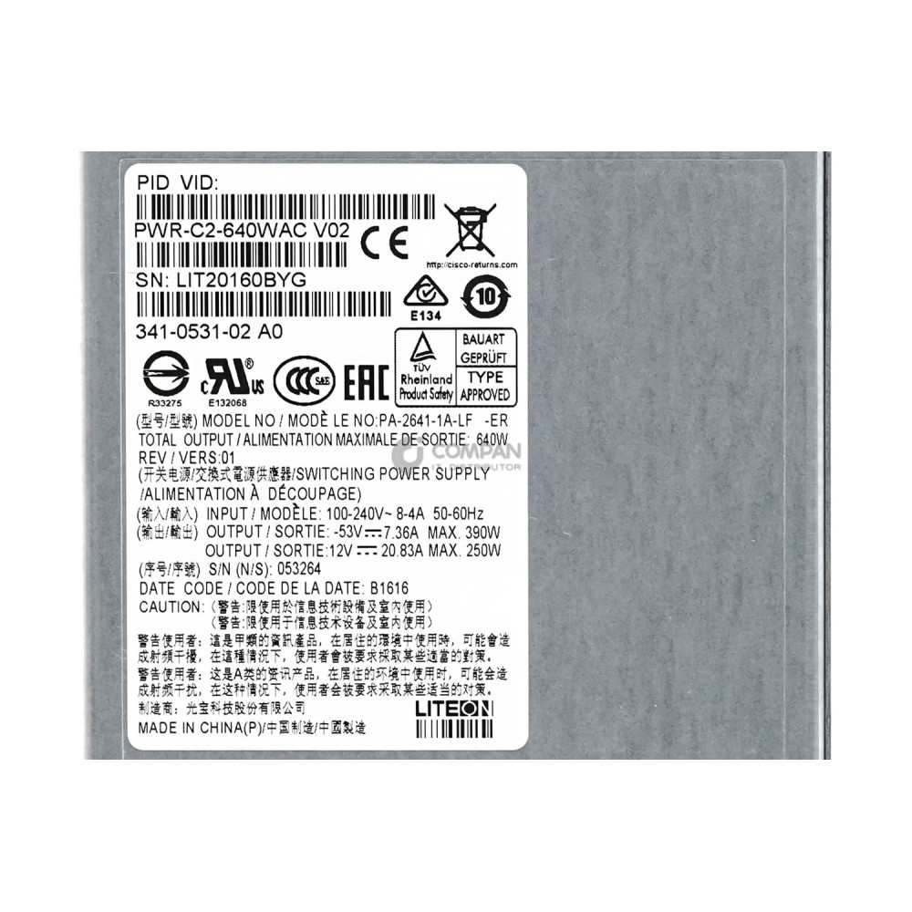PWR-C2-640WAC CISCO 640W POWER SUPPLY FOR CISCO CATALYST 3650