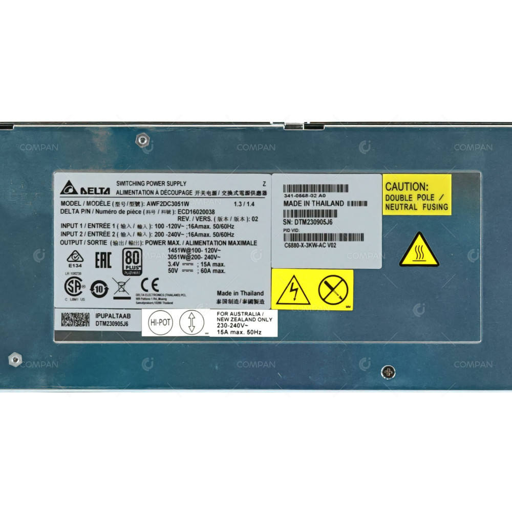 C6880-X-3KW-AC CISCO 3051W 80 PLUS PLATINUM POWER SUPPLY FOR CISCO 6880-X