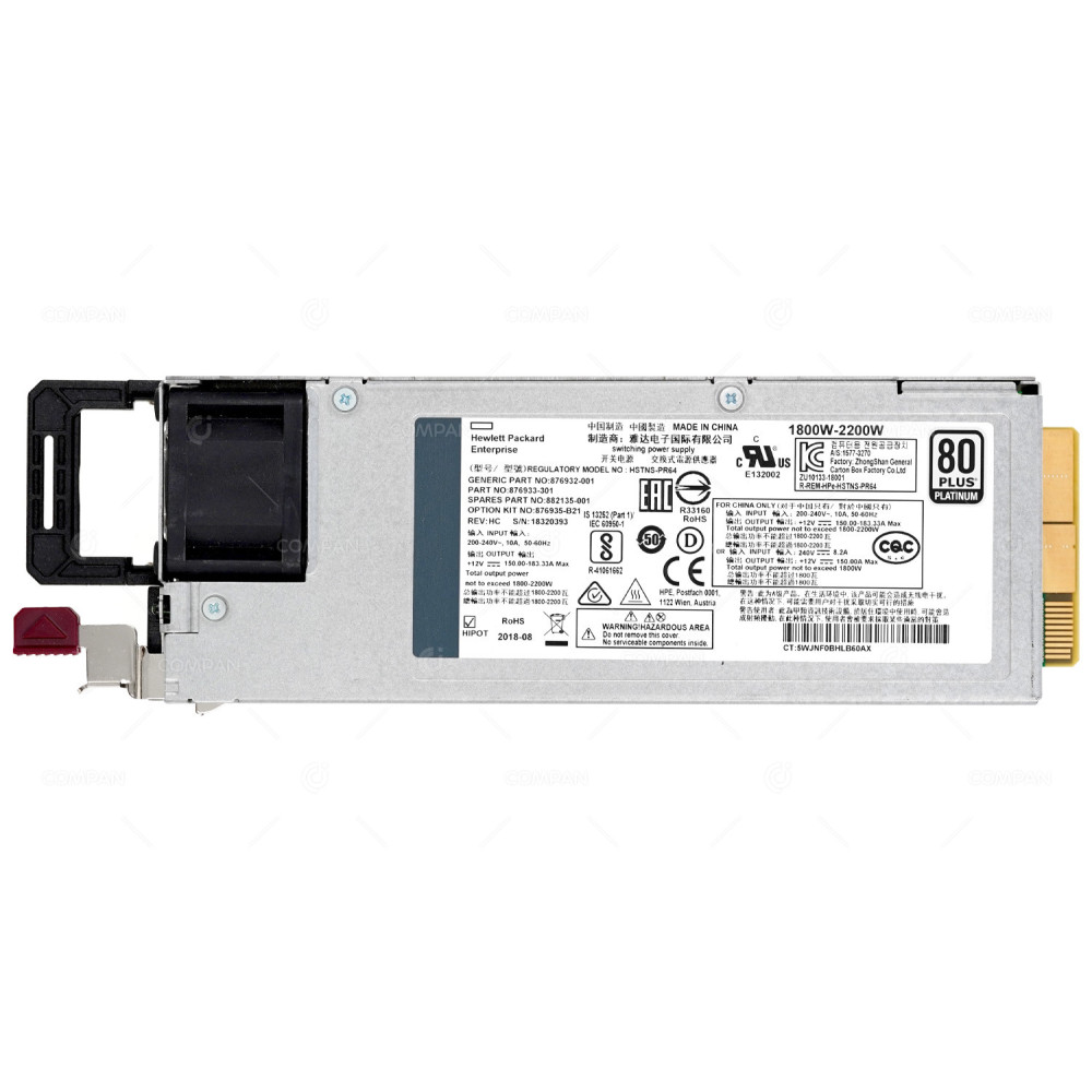 882135-001 HP 2200W 94% POWER SUPPLY 80 PLUS PLATINUM FOR HPE APOLLO R2800 G10