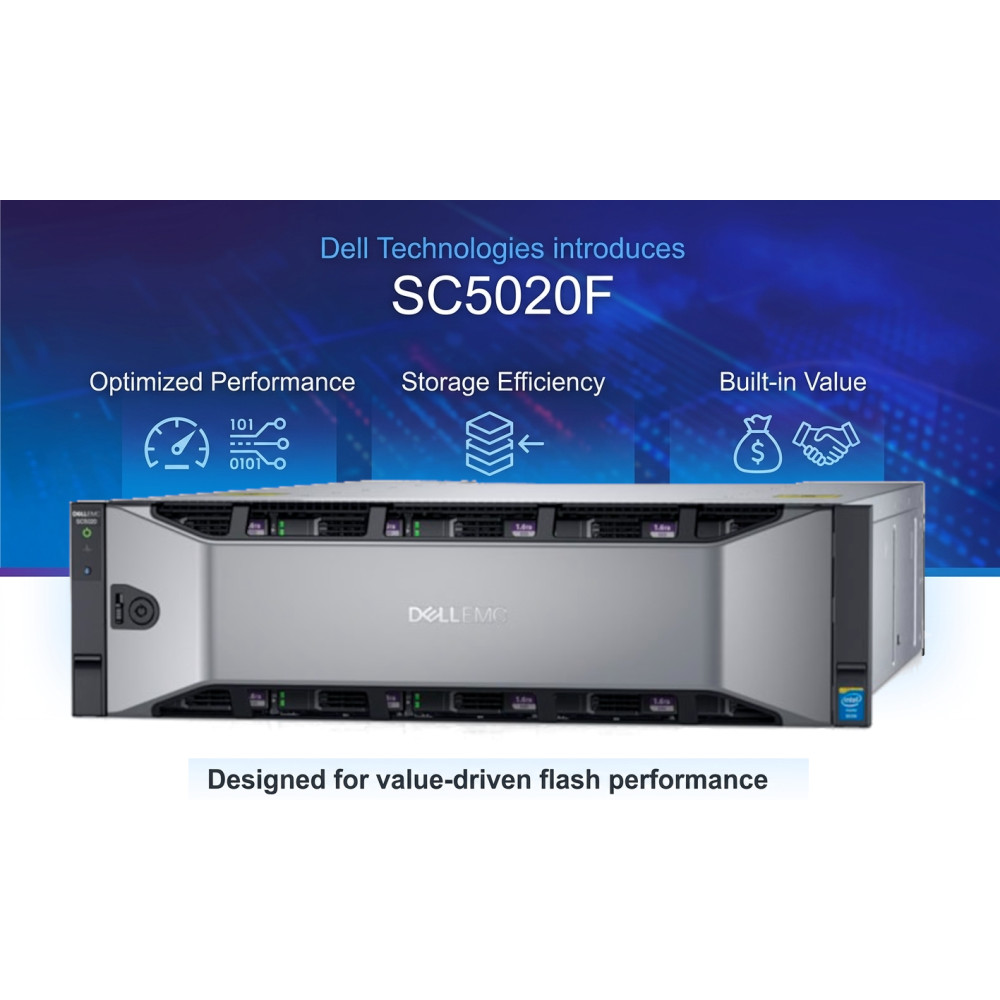 DELL SC5020F ALL FLASH STORAGE SYSTEM 3U 30BAY 25GB ISCSI 230TB 30x 7.68TB SSD